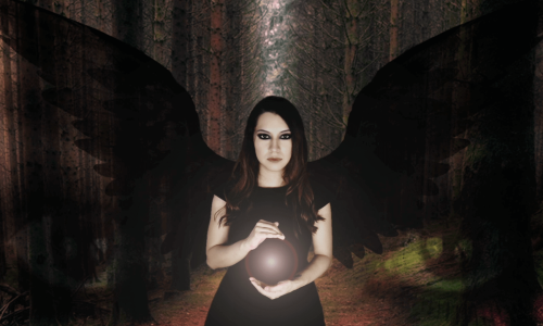 Ella Anchor - Black Wings - Holding light sphere